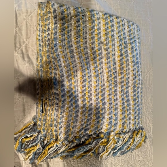 Cynthia Rowley Other - Cynthia Rowley blue/ yellow throw with fringe! Super soft! Used condition!